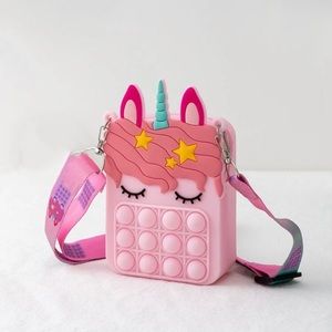 Children’s Pink Silicone Unicorn Bubble Small Crossbody Bag